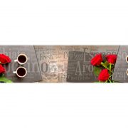 AG 96 Розы и кофе. Фартук для кухни МДФ. 2440х610. Толщина 4 мм