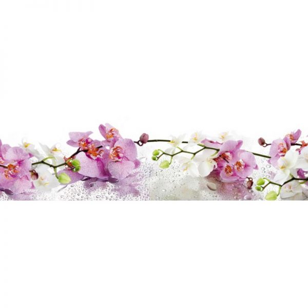 9313 Розовые и белые орхидеи. Фартук для кухни пластиковый. 3 метра