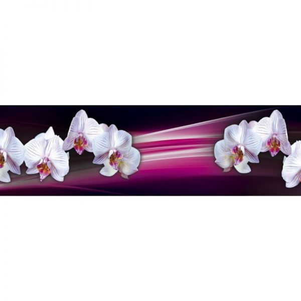 9566 Белые орхидеи. Фартук для кухни пластиковый. 3 метра