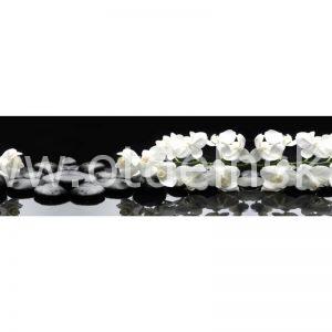 8627 Белые орхидеи, камни. Фартук для кухни пластиковый. 3 метр