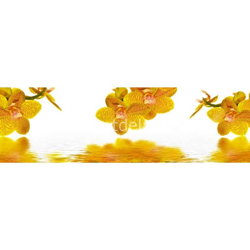 8997 Орхидеи, вода. Фартук для кухни пластиковый. 3 метра