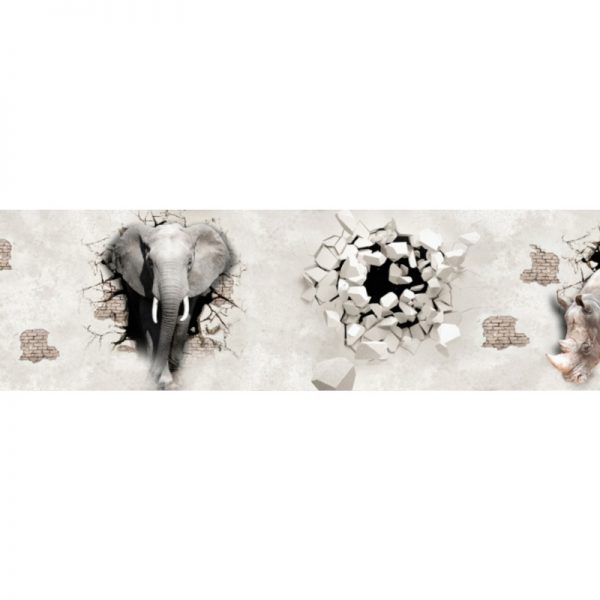 Панель фартук из ХДФ. 10467 Слон и носорог.